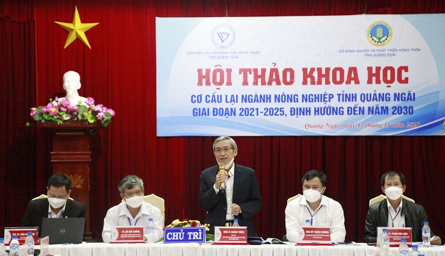 Chủ tịch Liên hiệp Hội KH&KT tỉnh Lê Quang Thích phát biểu tại hội thảo.