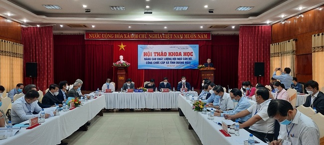 Đồng chí Lê Quang Thích, Chủ tịch Liên hiệp các Hội Khoa học và Kỹ thuật tỉnh Quảng Ngãi phát biểu khai mạc Hội thảo.