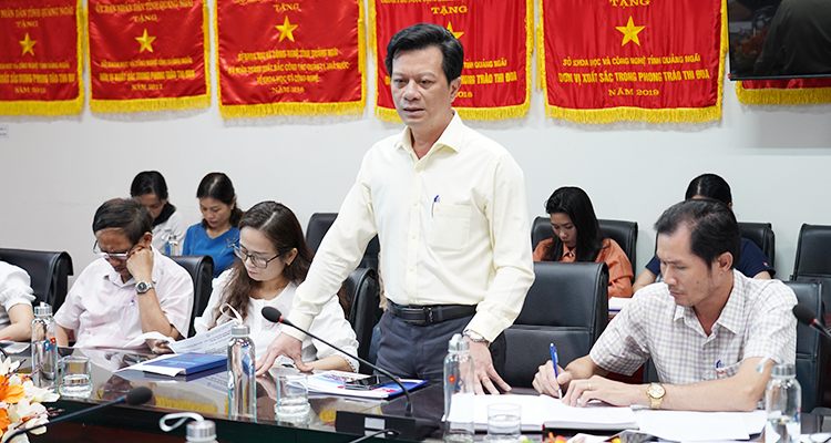 Phó Giám đốc Sở KH&CN Trần Công Hòa phát biểu trao đổi tại Hội nghị.