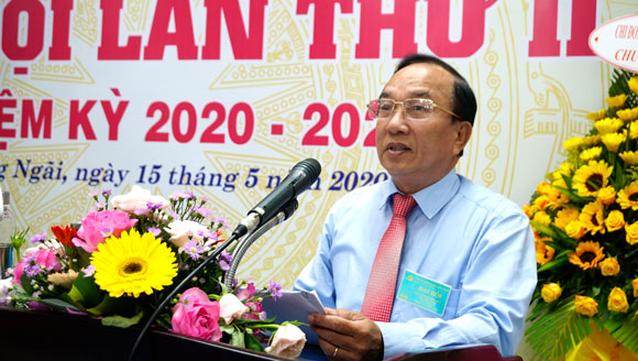 Đồng chí Nguyễn Thanh, Tỉnh ủy viên, Bí thư Đảng bộ Khối Cơ quan và Doanh nghiệp phát biểu chỉ đạo tại Đại hội.