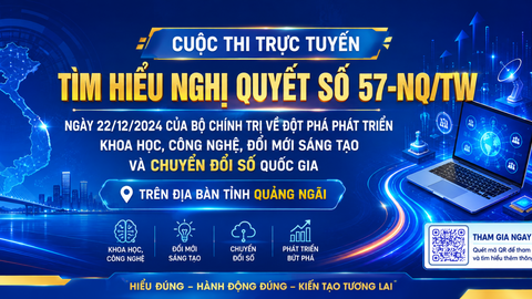 Sở Khoa học và Công nghệ tỉnh Quảng Ngãi ban hành Kế hoạch tổ chức Cuộc thi trực tuyến tìm hiểu Nghị quyết số 57-NQ/TW trên địa bàn tỉnh.