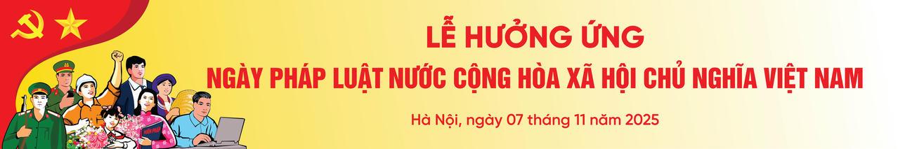 Các mẫu pano, banner, standee phục vụ hoạt động truyền thông hưởng ứng Ngày Pháp luật Việt Nam do Bộ Tư pháp thiết kế