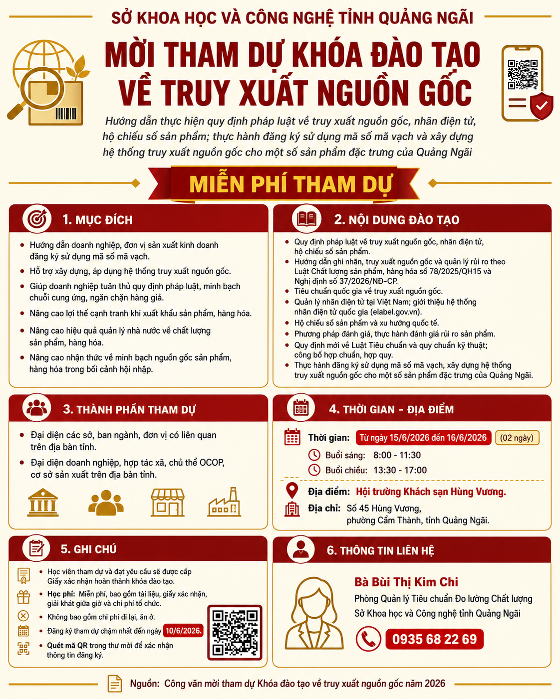Infographic - Tham dự Khóa đào tạo về truy xuất nguồn gốc năm 2026